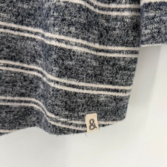 Lou & Grey Striped Hoodie Tunic Top Blue White Soft Knit Women XL Relaxed Fit - Picture 2 of 5